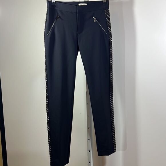 REBECCA TAYLOR Women’s Cropped Ava Techy Stud Pant Black Size 2 - Picture 4 of 15